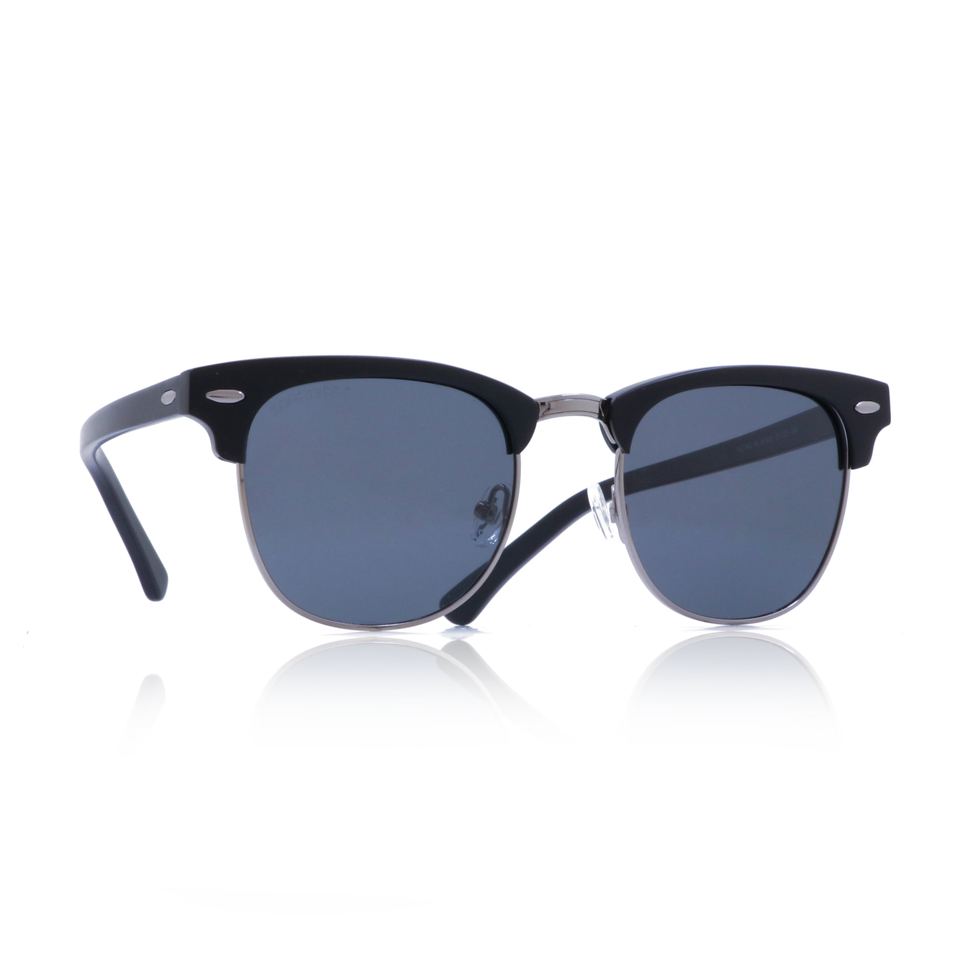 Mirrored Smoke Polarized Sunglasses - Black Full Frame Retro 2.0